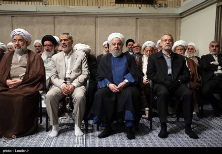 حسن روحانی و علی لاریجانی در دیدار امروز رهبری (عکس)