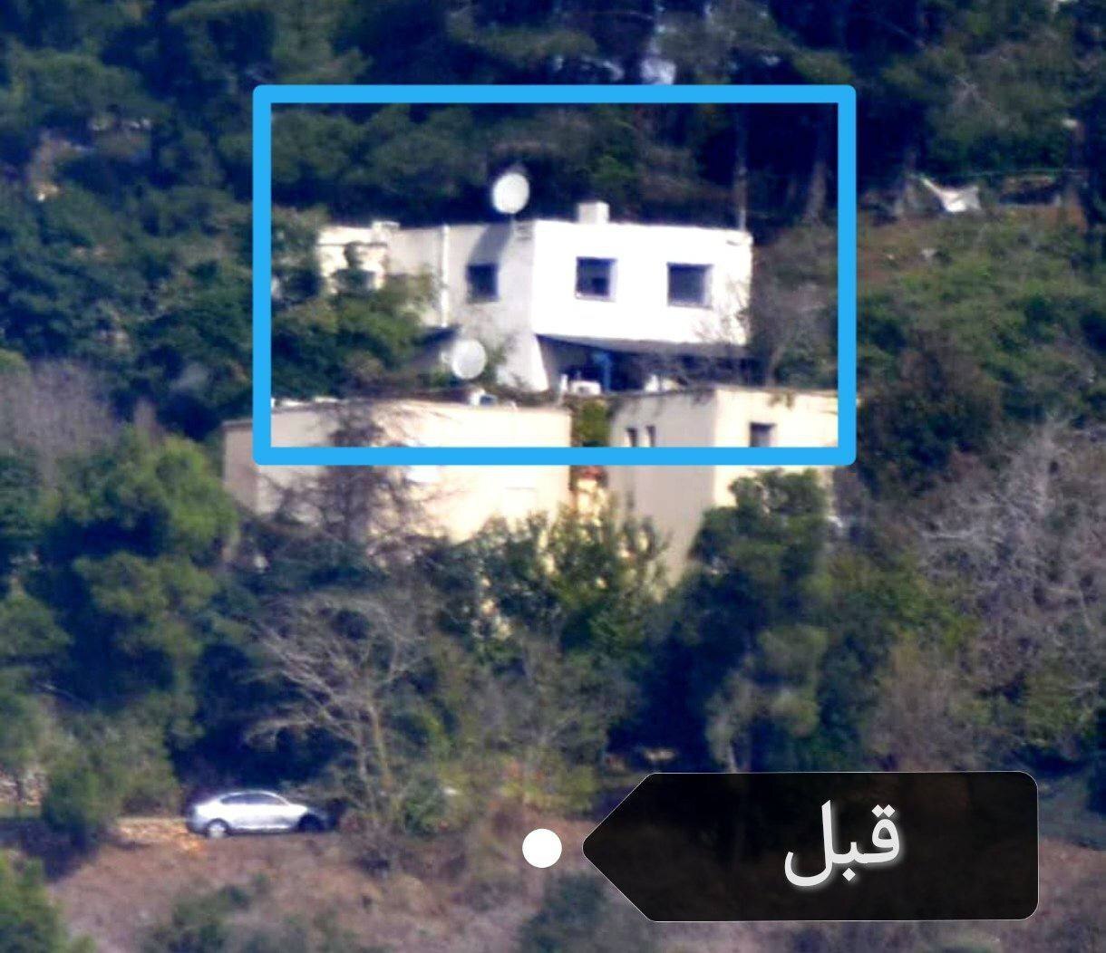 قبل و بعد اصابت موشک حزب الله به ساختمانی که نیرو‌های اسراییلی در آن پناه گرفته بودند (عکس)