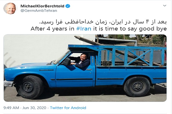سفیر آلمان با نیسان آبی از ایران رفت (عکس)