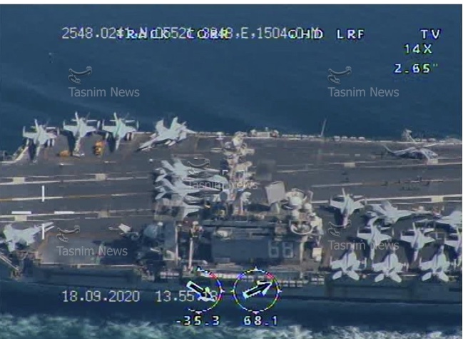 تصاویر رصد ناو هواپیمابر آمریکا در خلیج فارس توسط پهپادهای سپاه منتشر شد