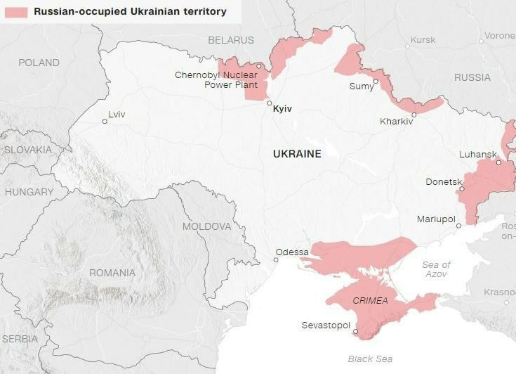 مناطق تحت تسلط نیروهای روس در اوکراین (نقشه)