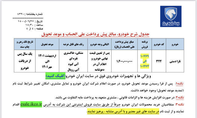 ثبت نام پیش فروش «تارا» ایران خودرو از امروز (+جزئیات)