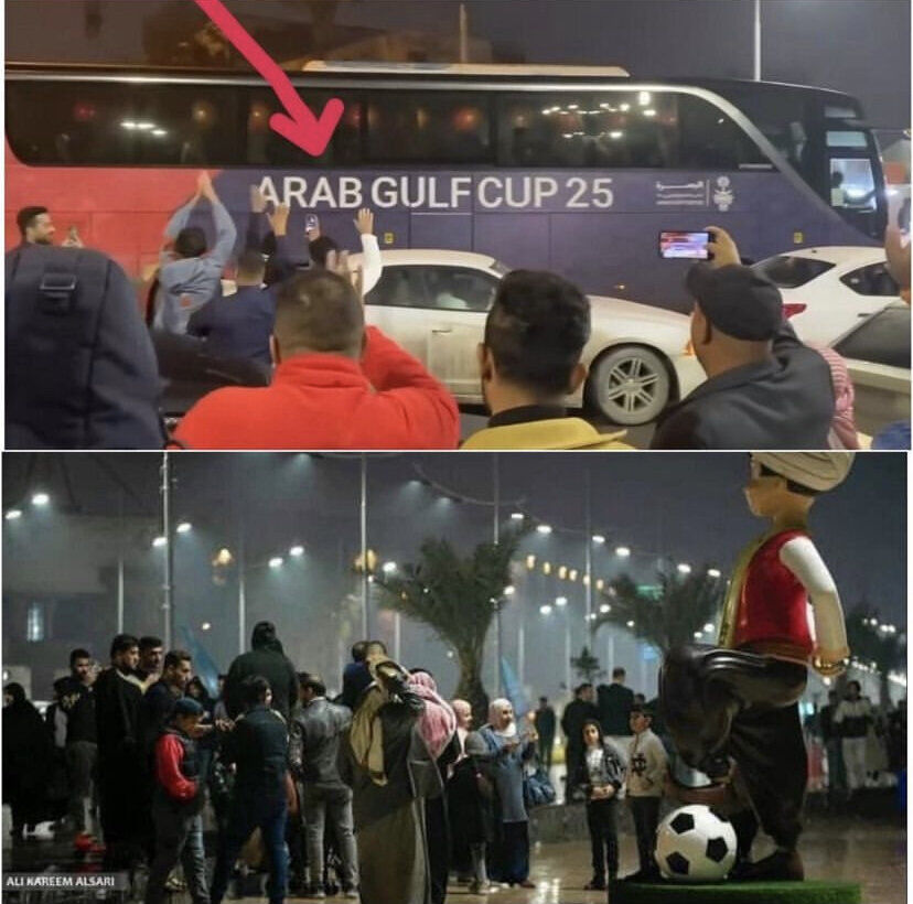 نقش بستن واژه جعلی ضد ایرانی روی اتوبوس تیم ملی عربستان!(عکس)