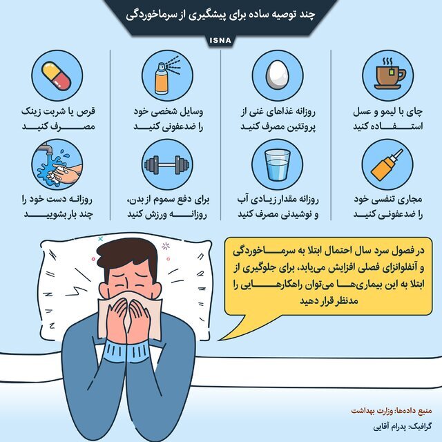 چند توصیه ساده برای پیشگیری از سرماخوردگی (اینفوگرافیک)
