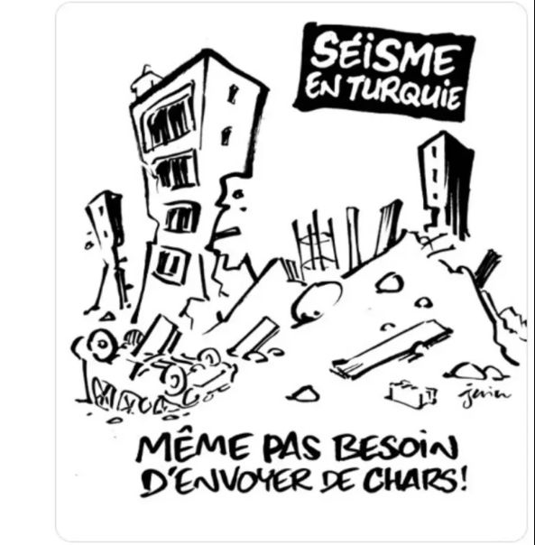 کاریکاتور عجیب شارلی ابدو درباره زلزله ترکیه!(عکس)