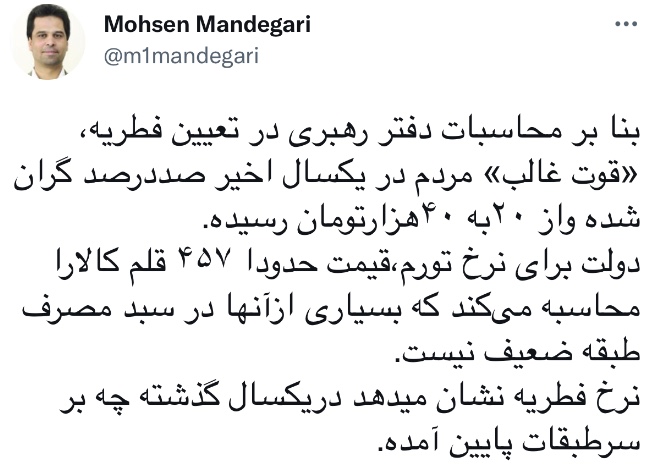 سند غير واقعى بودن نرخ تورم اعلامى از سوى دولت