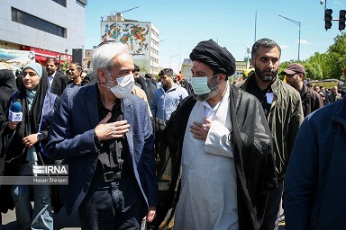 سیدمیثم خامنه‌ای در مراسم راهپیمایی روز قدس (عکس)