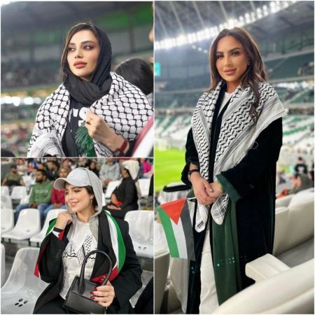 تصاویر دختران هوادار تیم ملی فلسطین مقابل ایران که جایی دیده نشد (عکس)