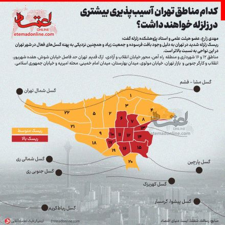 کدام مناطق تهران در زلزله با خاک یکسان می‌شوند؟ +اینفوگرافی