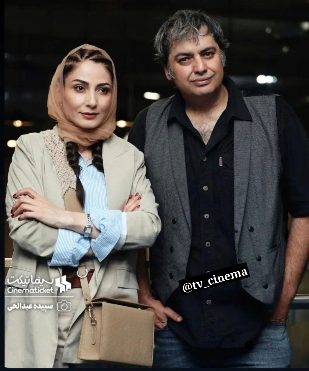 سمیرا حسن پور و همسرش در اکران فیلم سه کام حبس