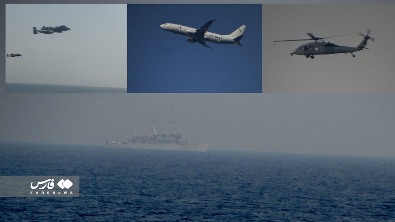 سپاه تصاویر جنگنده‌های آمریکایی بر فراز کشتی توقیفی را منتشر کرد (عکس)