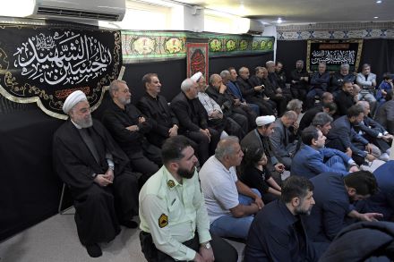 لاریجانی، جهانگیری و ظریف در روضه دفتر حسن روحانی (عکس)