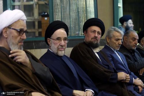 خاتمی، سیدحسن خمینی و اصلاح طلبان در مراسم ترحیم روحانی سرشناس (تصاویر)