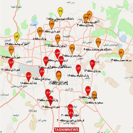 شاخص آلودگی امروز هوای تهران؛ آلوده ترین مناطق اینجاست (نقشه)