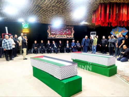 مراسم وداع با پیکر شهید هنیه و محافظش در معراج شهدای تهران (عکس)