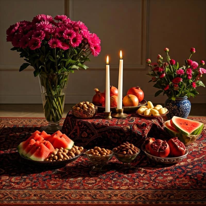 چیدمان سفره شب یلدا با ایده های ساده و شیک + عکس