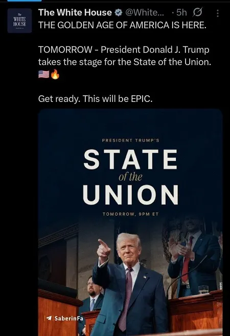 کاخ سفید: ترامپ سخنرانی «حماسی» دارد (عکس)