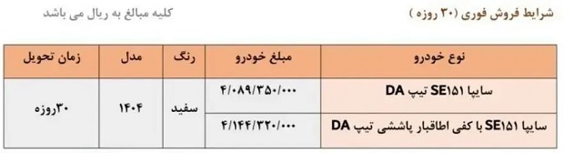 آغاز فروش فوری دو محصول سایپا برای متقاضیان عادی