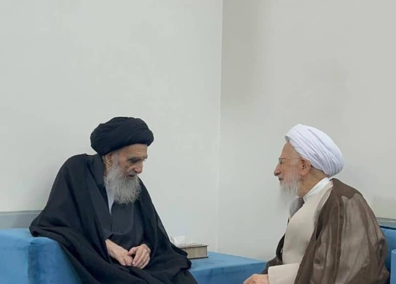 دیدار حضرت آیت الله جوادی آملی با حضرت آیت الله سیستانی