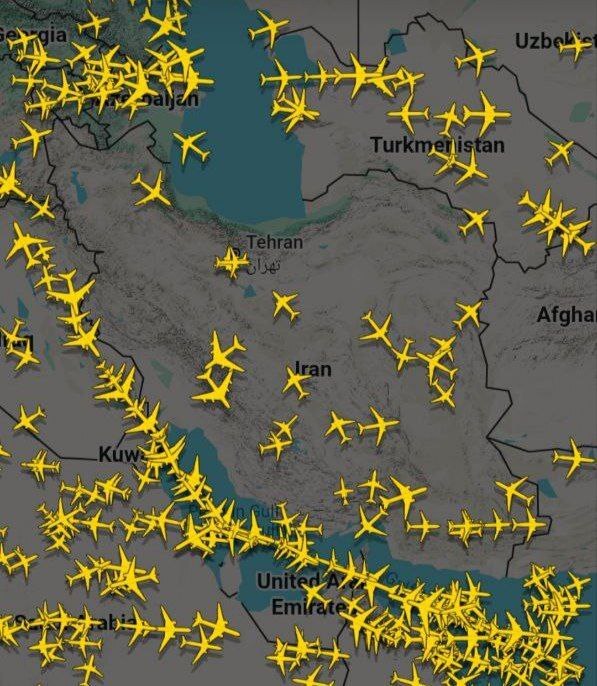 علت توقف پروازها به سمت آسمان ایران + تصویر