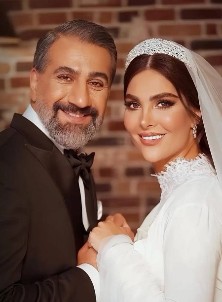 محمد نادری و همسرش در لباس عروس و داماد (عکس)