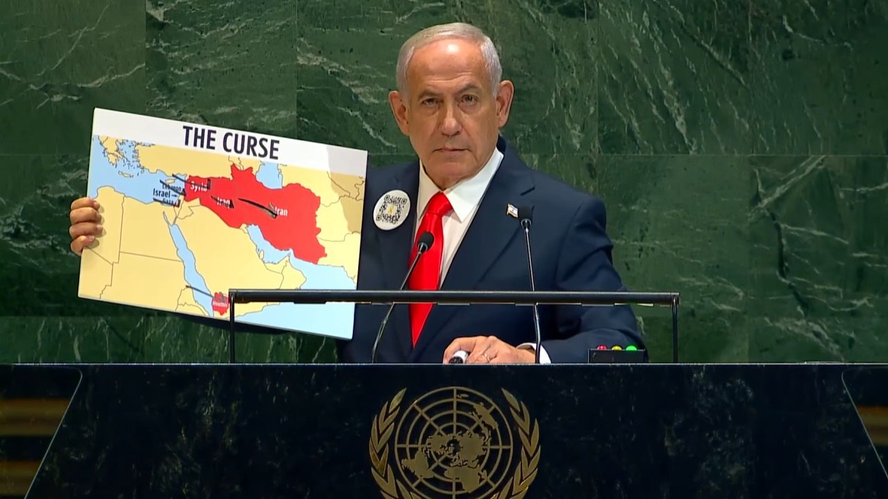 سخنان نتانیاهو در سازمان ملل علیه ایران: هم نمایش نقشه هم سوال تستی! +عکس